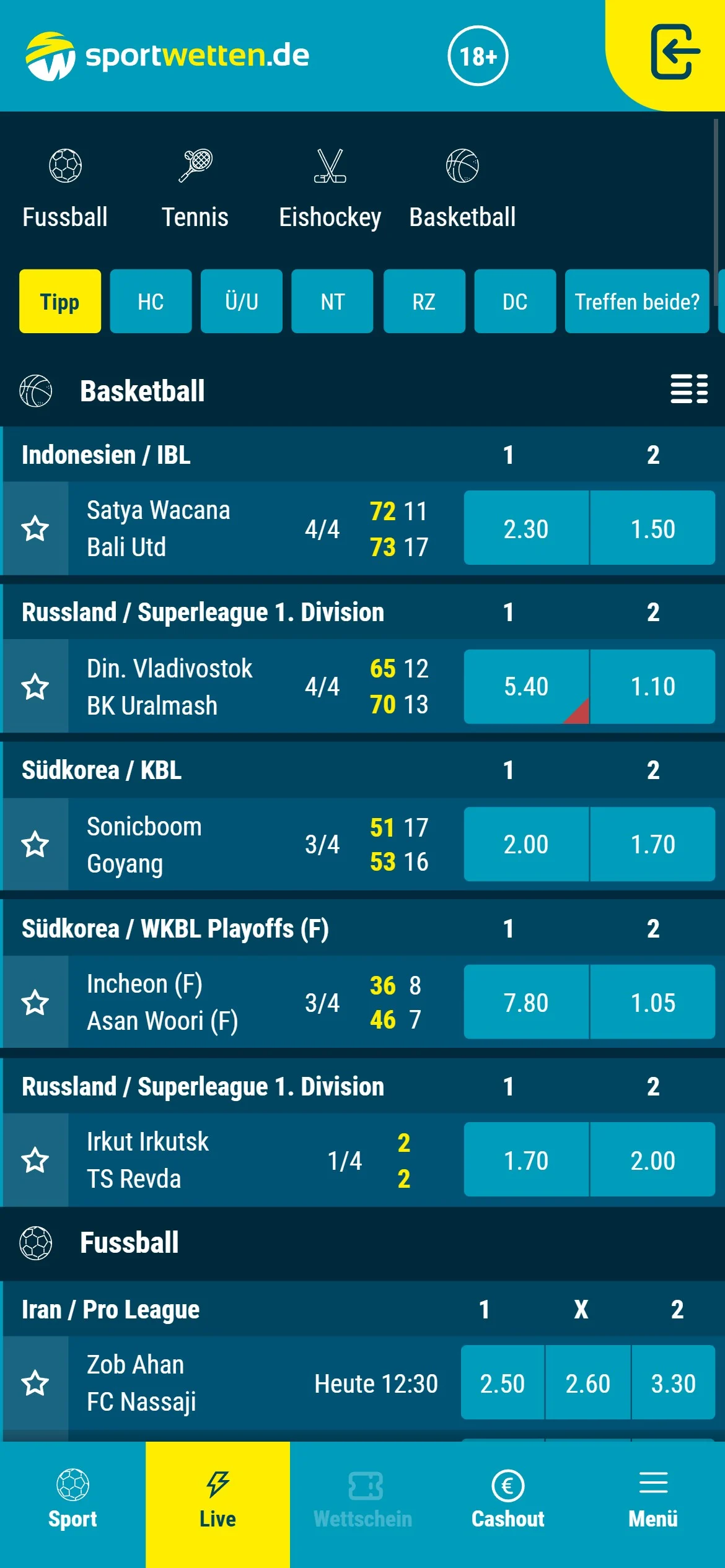 Sportwetten.de Livewetten Handy