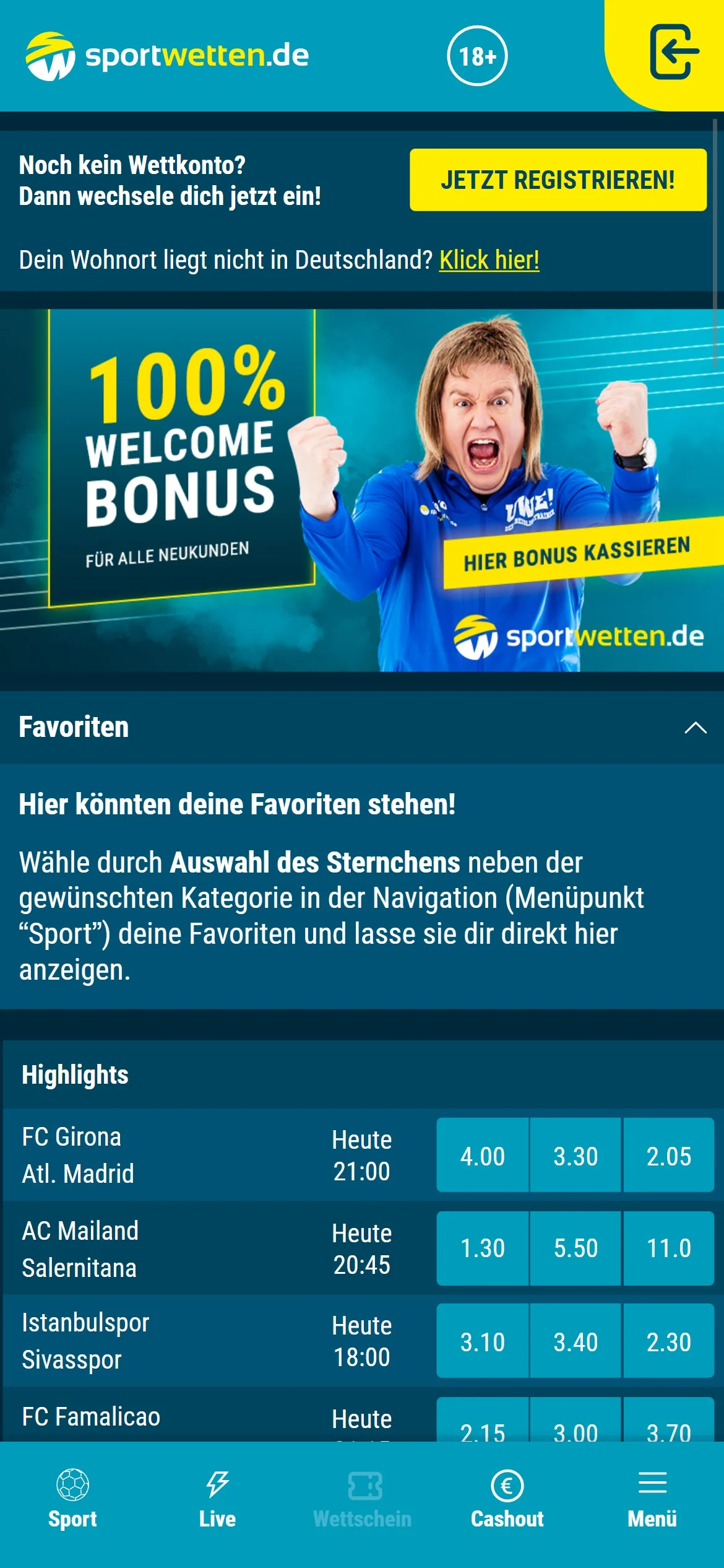 Sportwetten.de Startseite Handy
