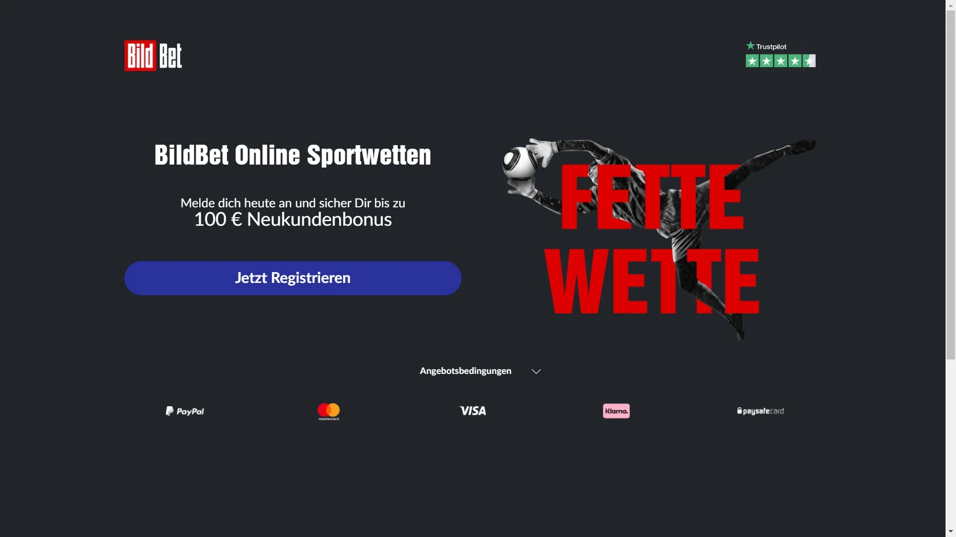 Bildbet Startseite Bonus Neukunden Desktop