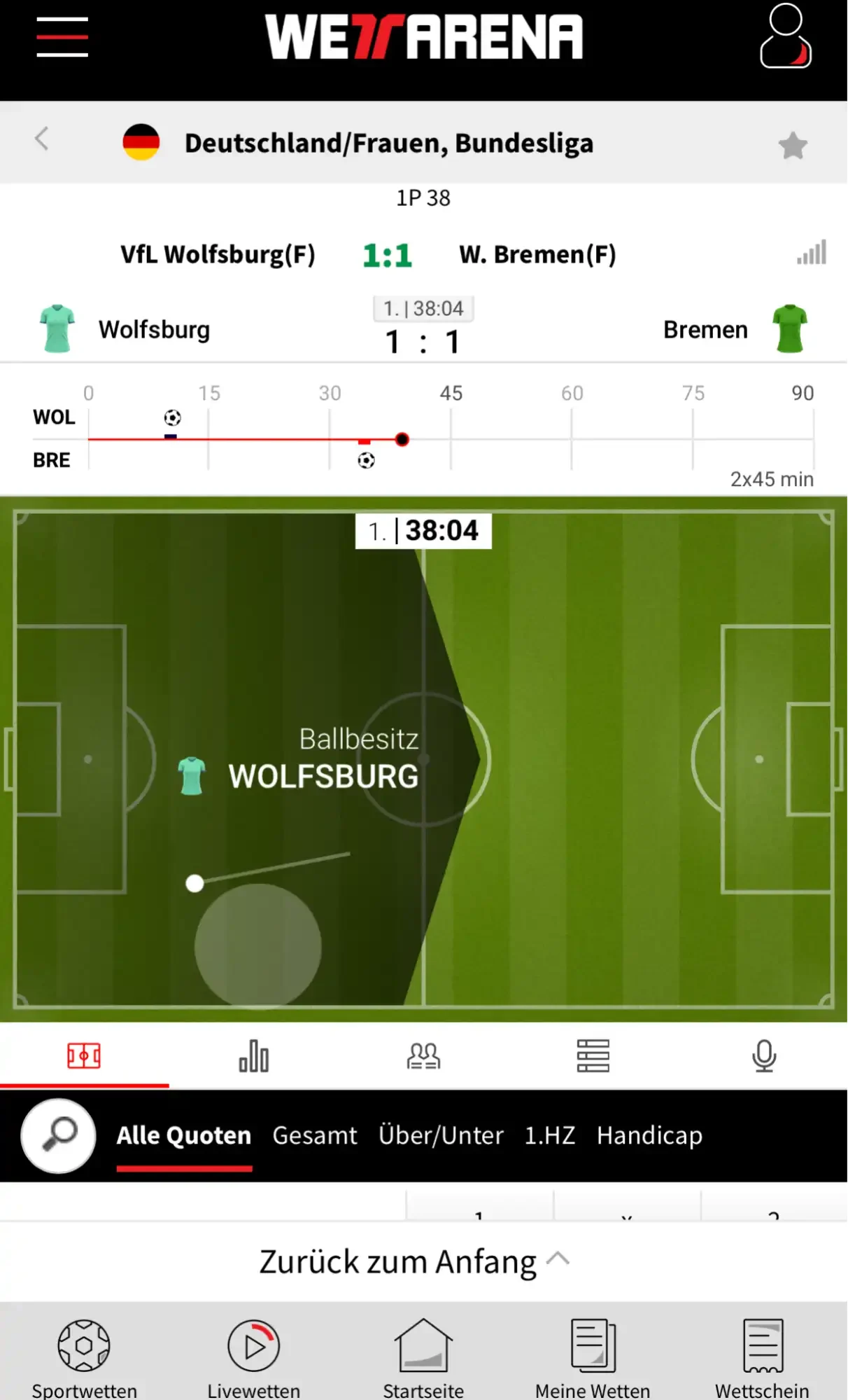 Wettarena Fussballwetten Livekonsole