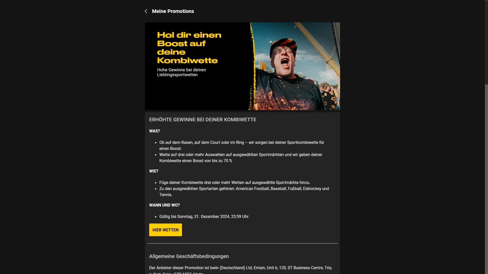 Bwin Kombiwetten Boost Desktop