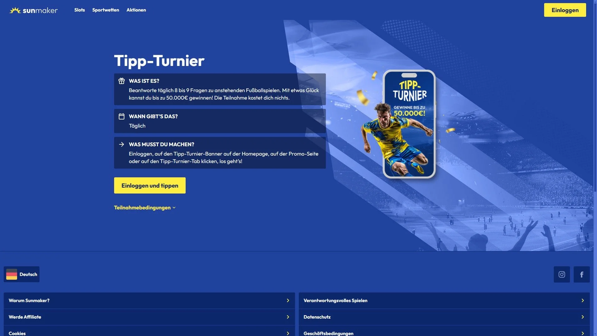 Sunmaker Bonus Tipp Turnier Desktop