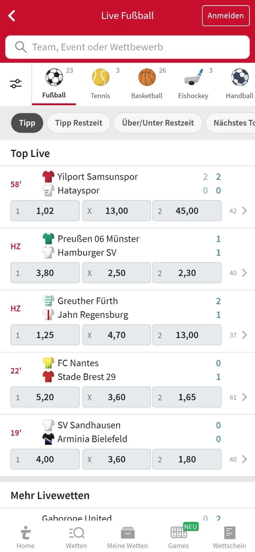 Tipico Livewetten Handy
