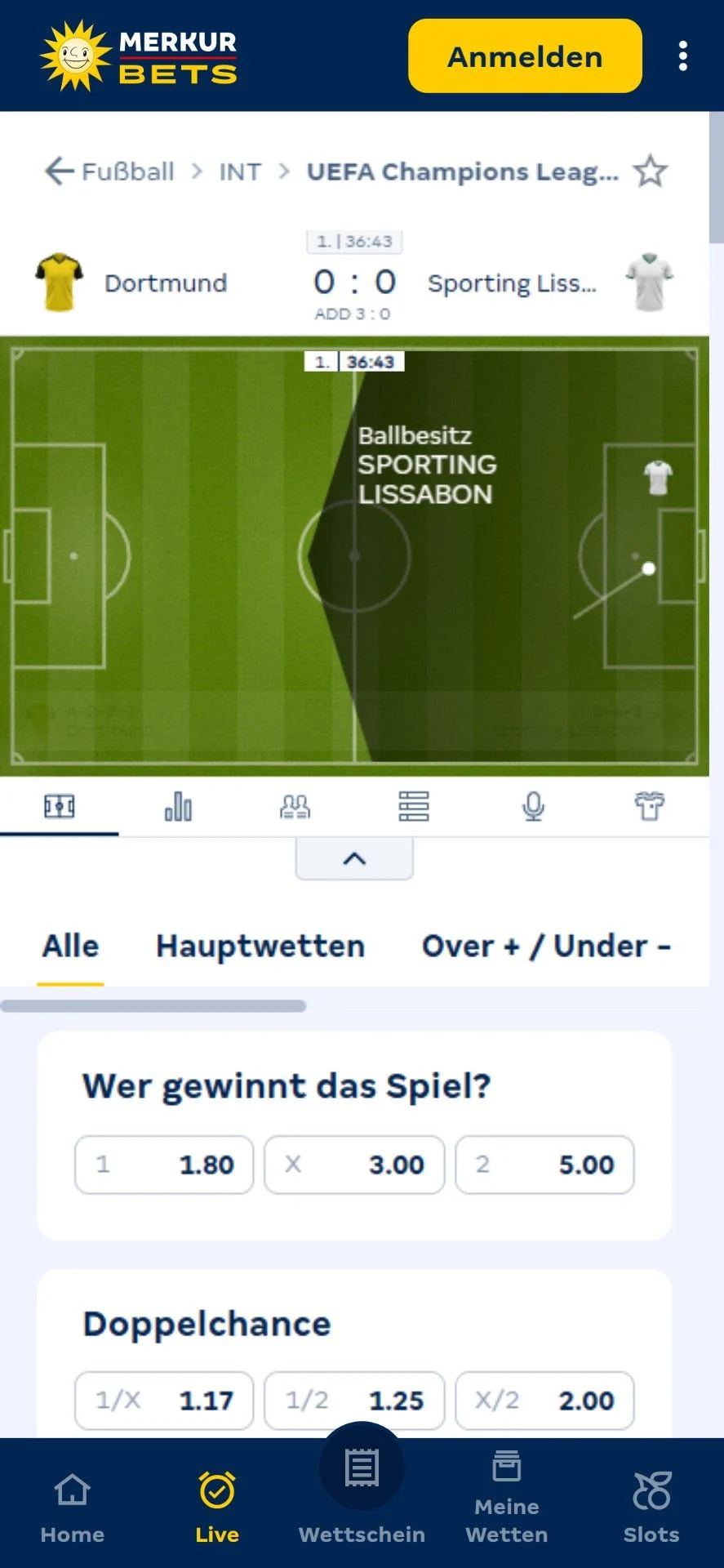 MerkurBets ChampionsLeague Live Wetten Handy