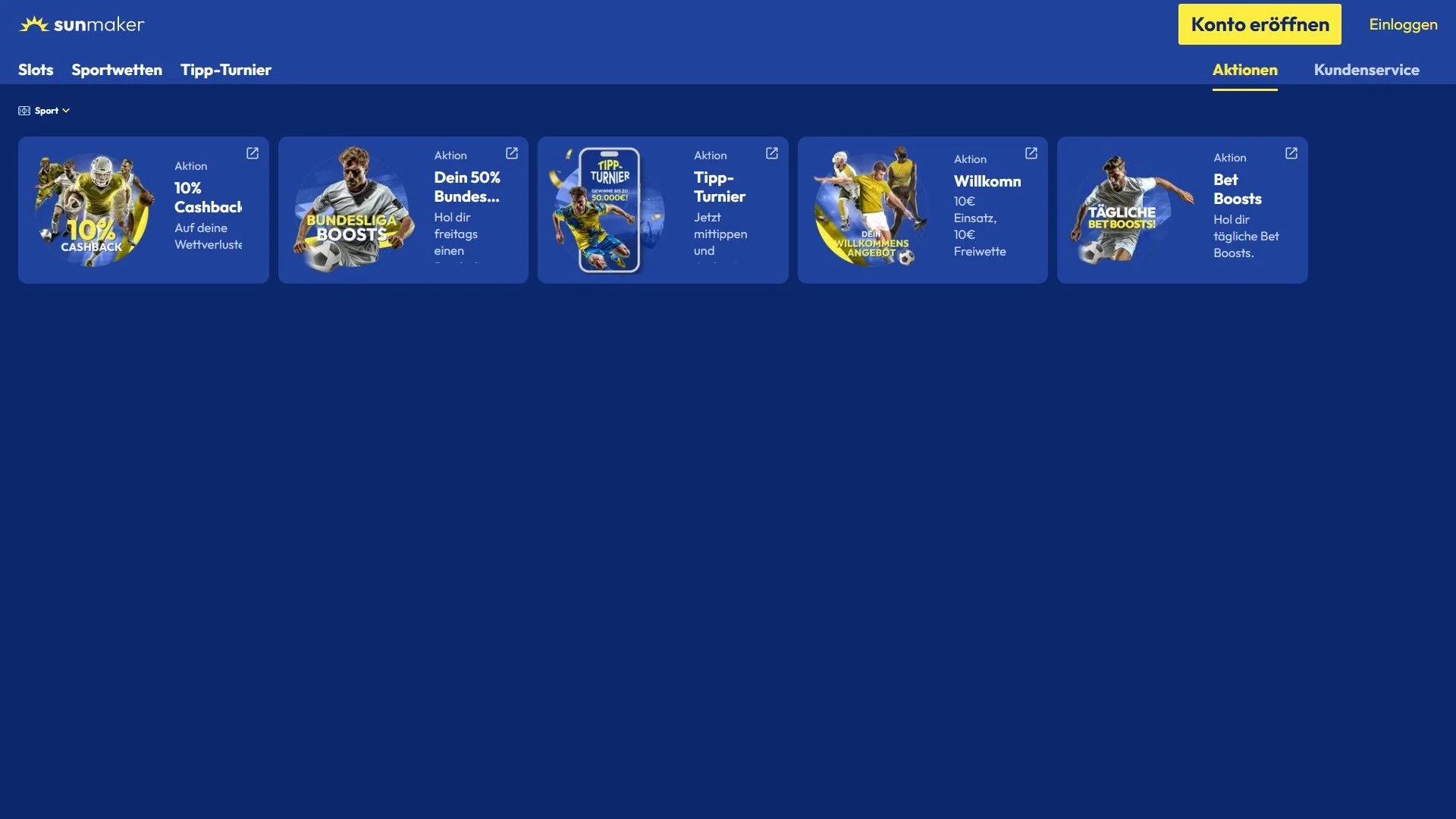 Sunmaker Bonus Übersicht Desktop