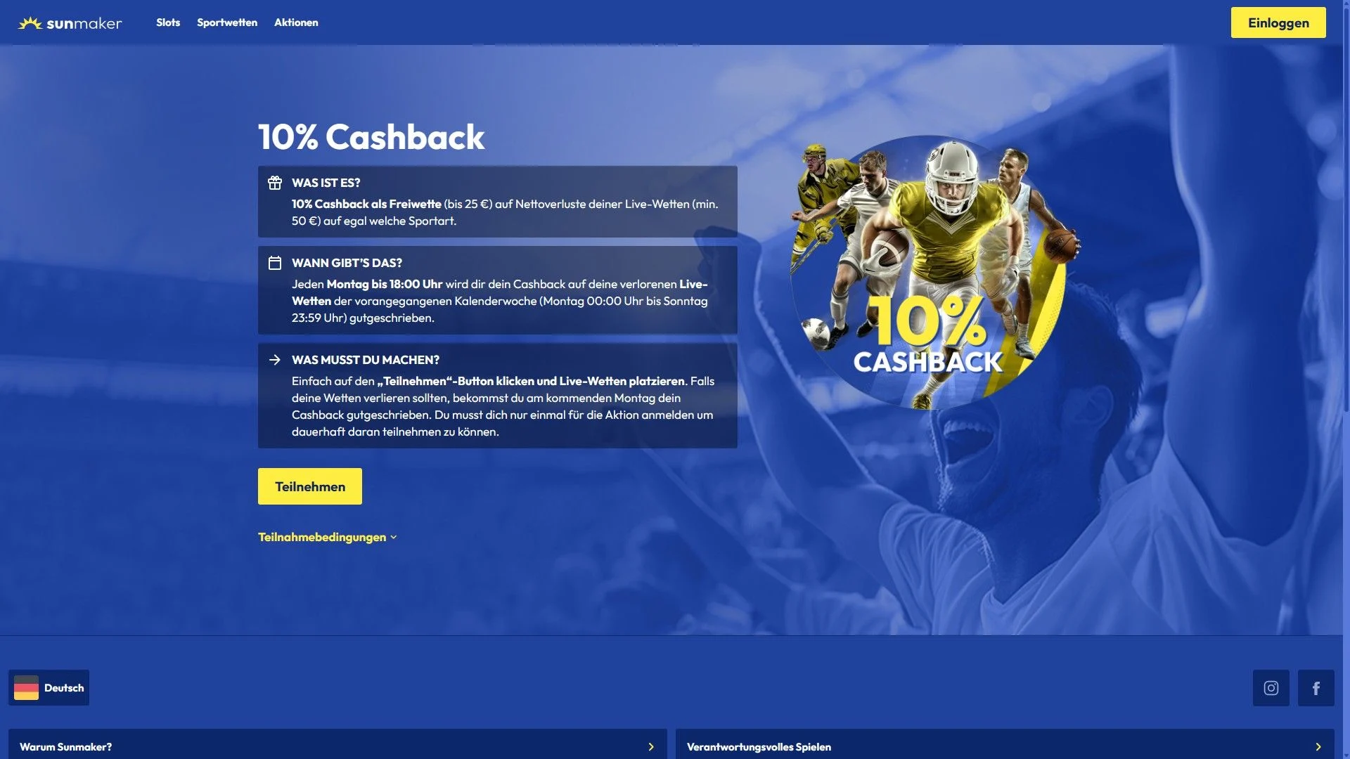 Sunmaker Bonus Cashback Desktop