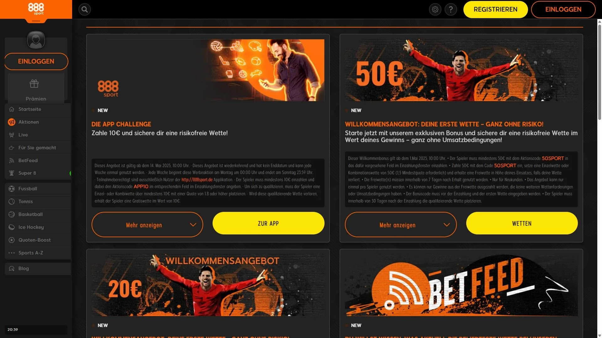 888sport Sportwetten Bonus Überblick Desktop
