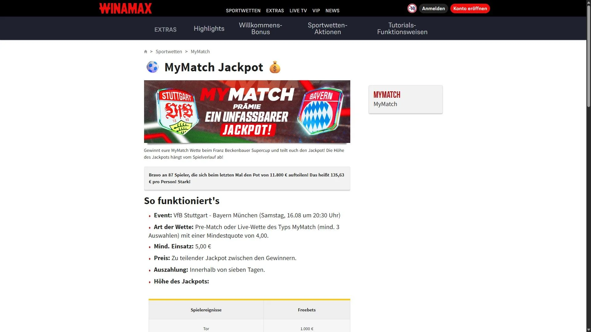 Winamax Supercup MyMatch Jackpot Desktop