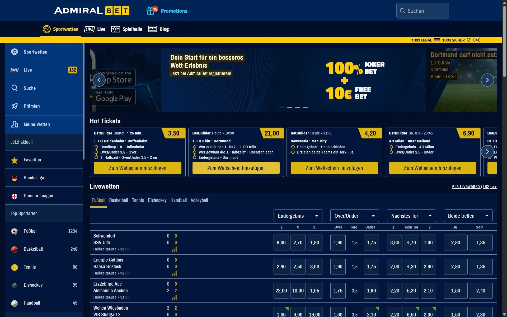 Admiralbet Startseite Desktop
