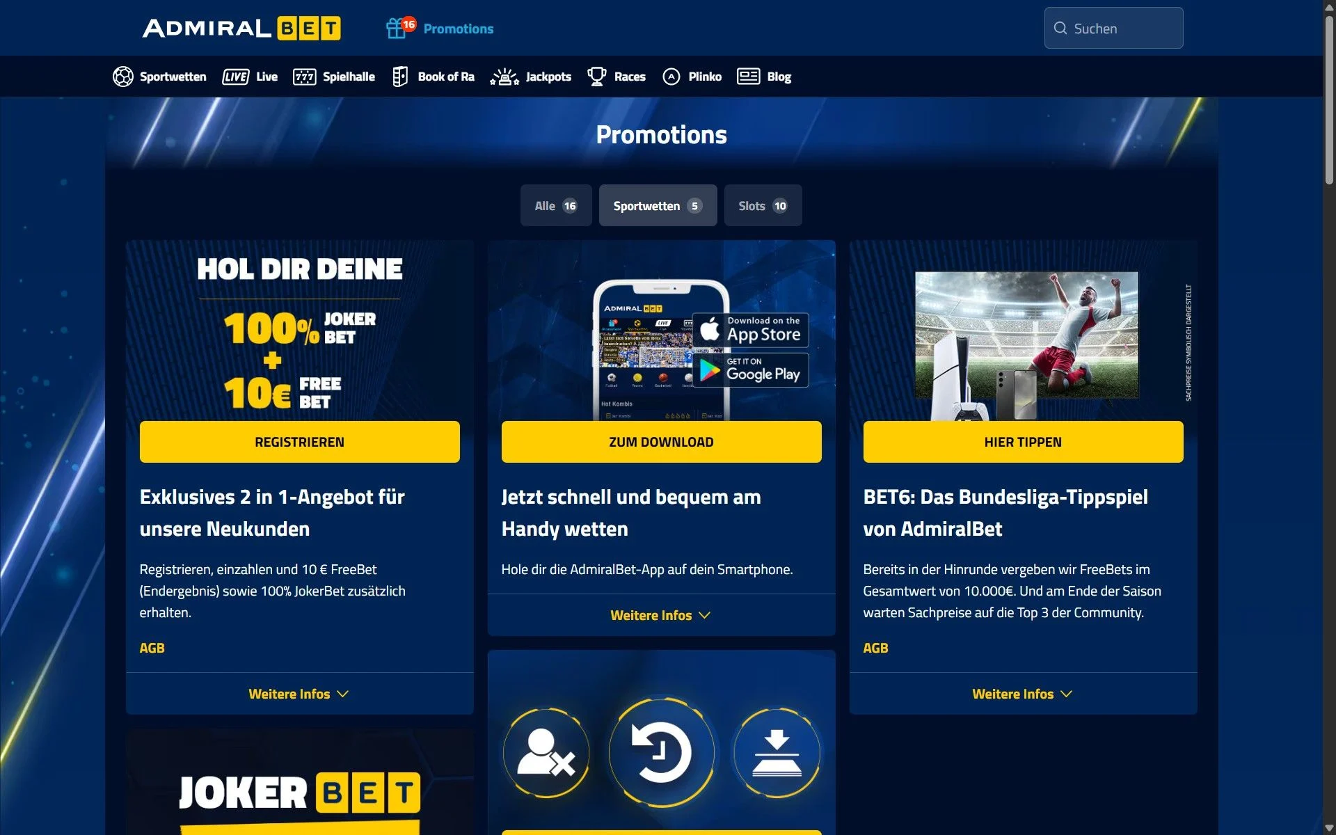 AdmiralBet Promotionen Desktop