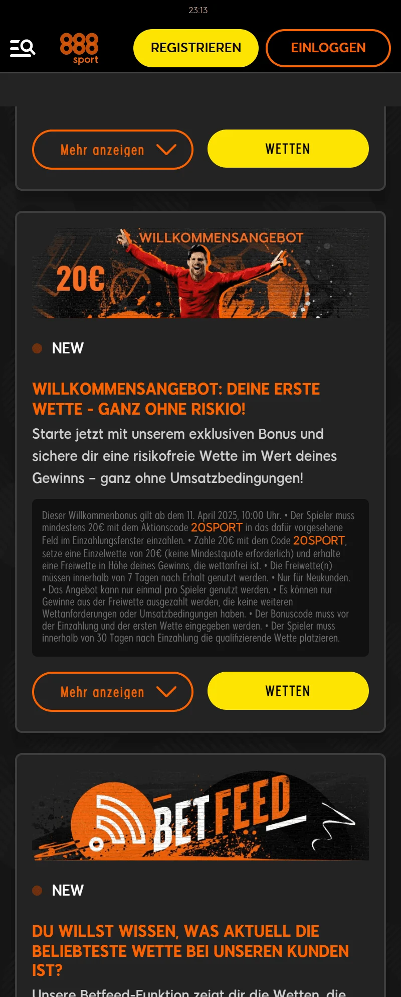 888Sport Bonus Übersicht Handy