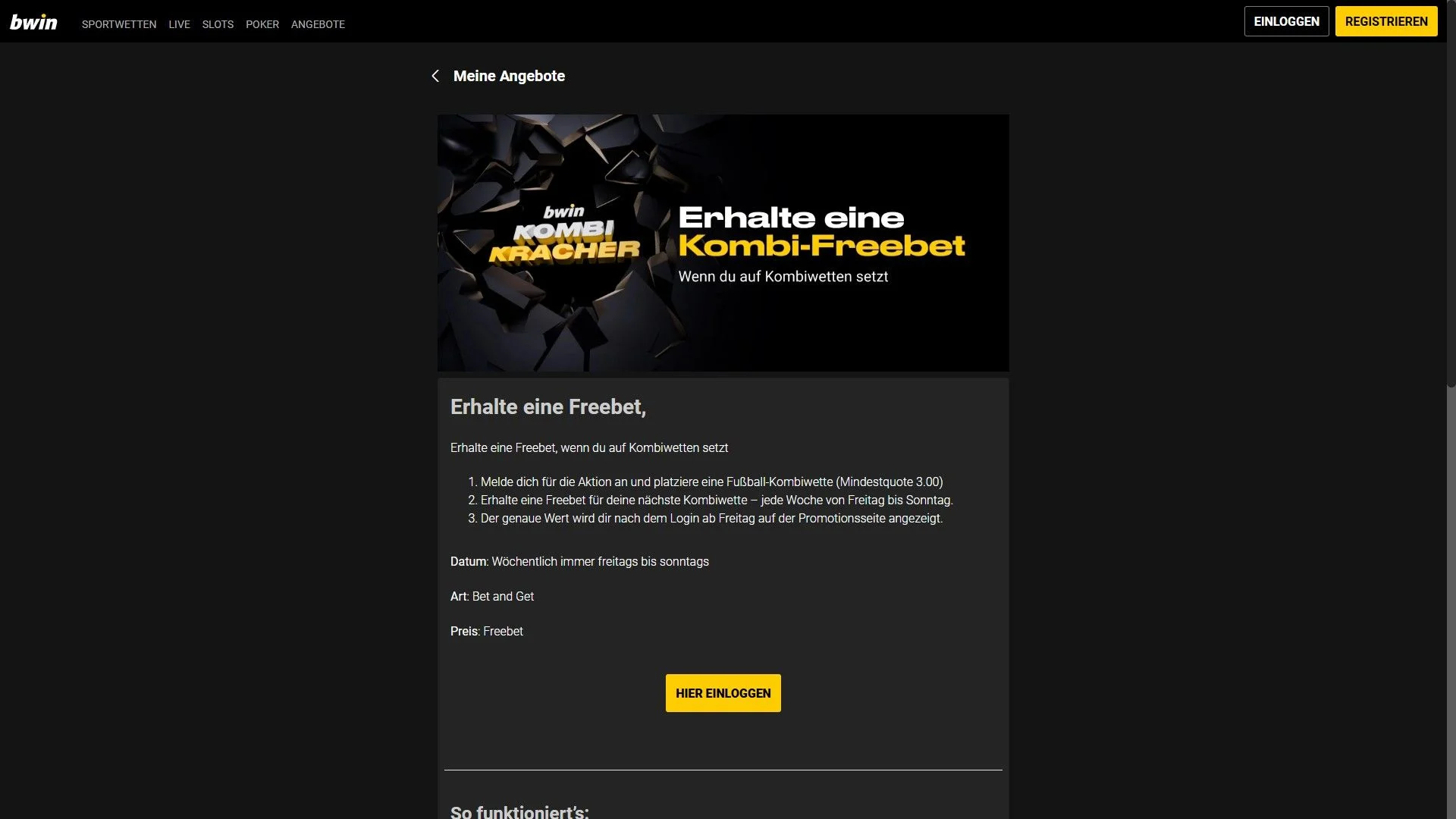 Bwin Kombi Kracher Bonus Desktop