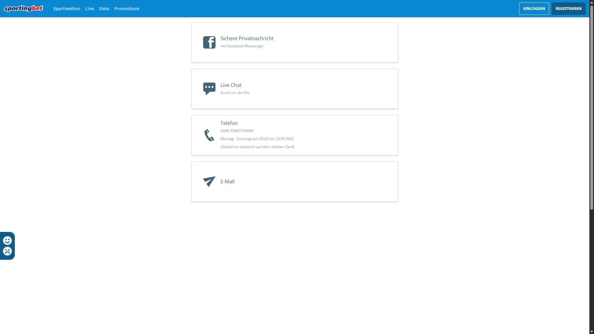Sportingbet Kontakt Desktop