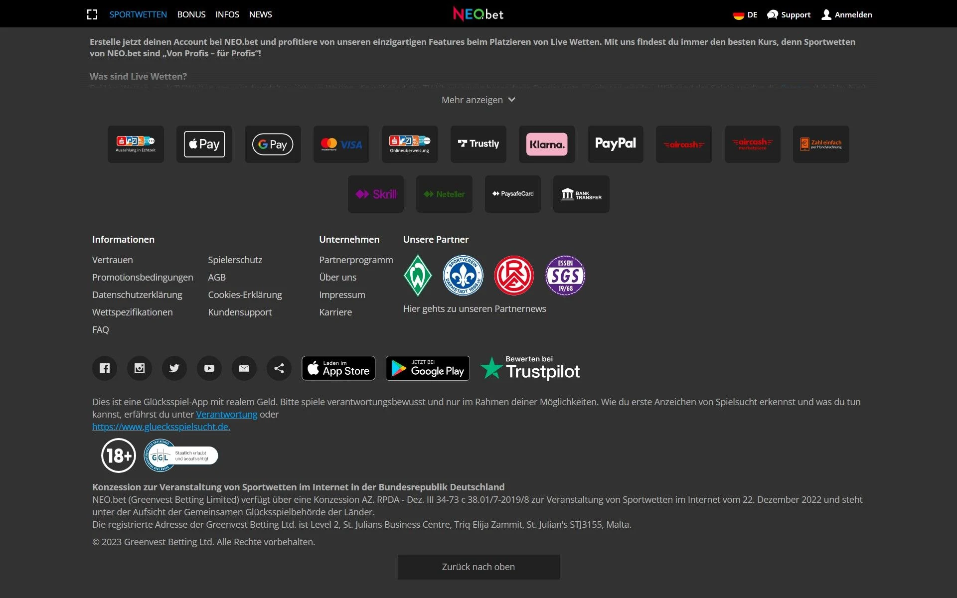 Neobet Zahlungsmittel Partner Apps Desktop