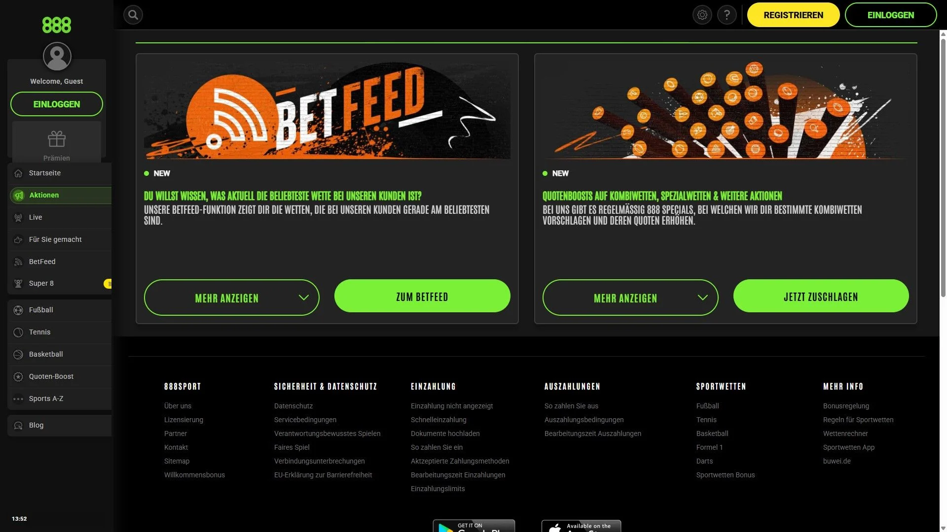 888Sport Bonus Übersicht Desktop
