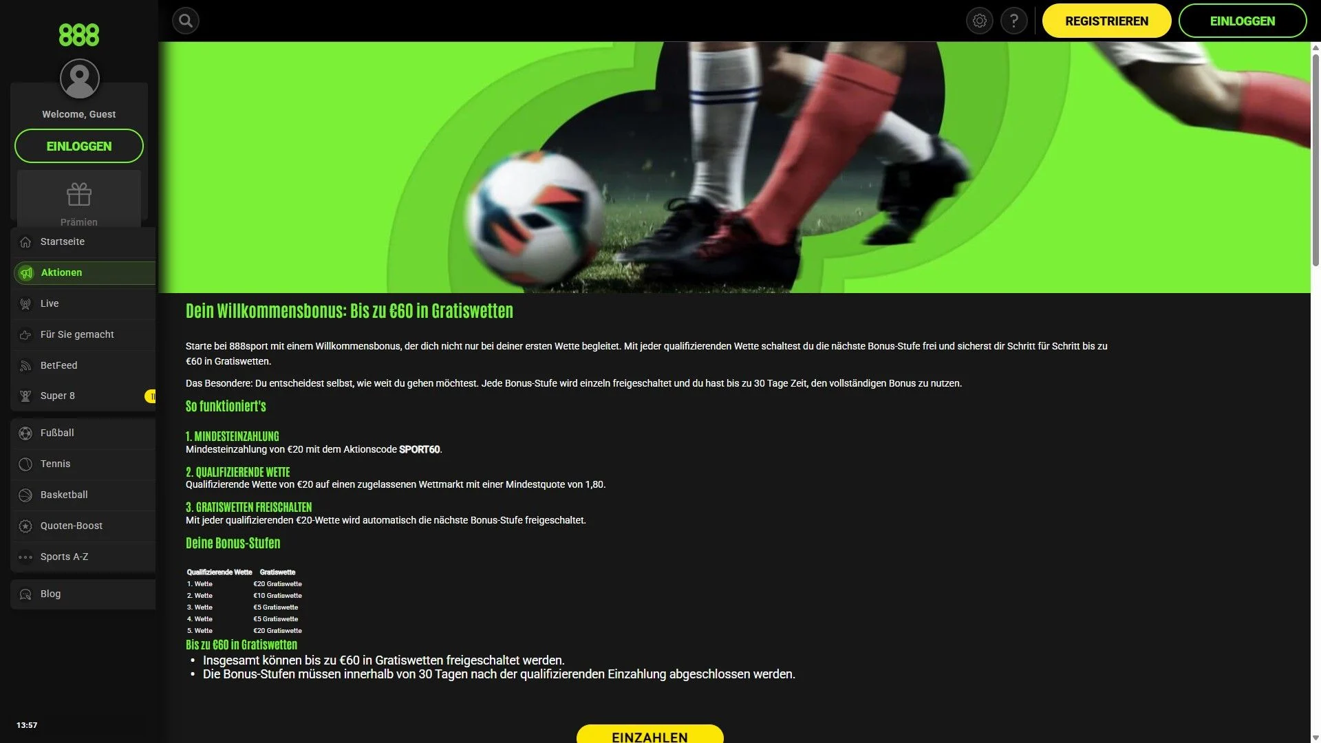 888sport Willkommensbonus Desktop