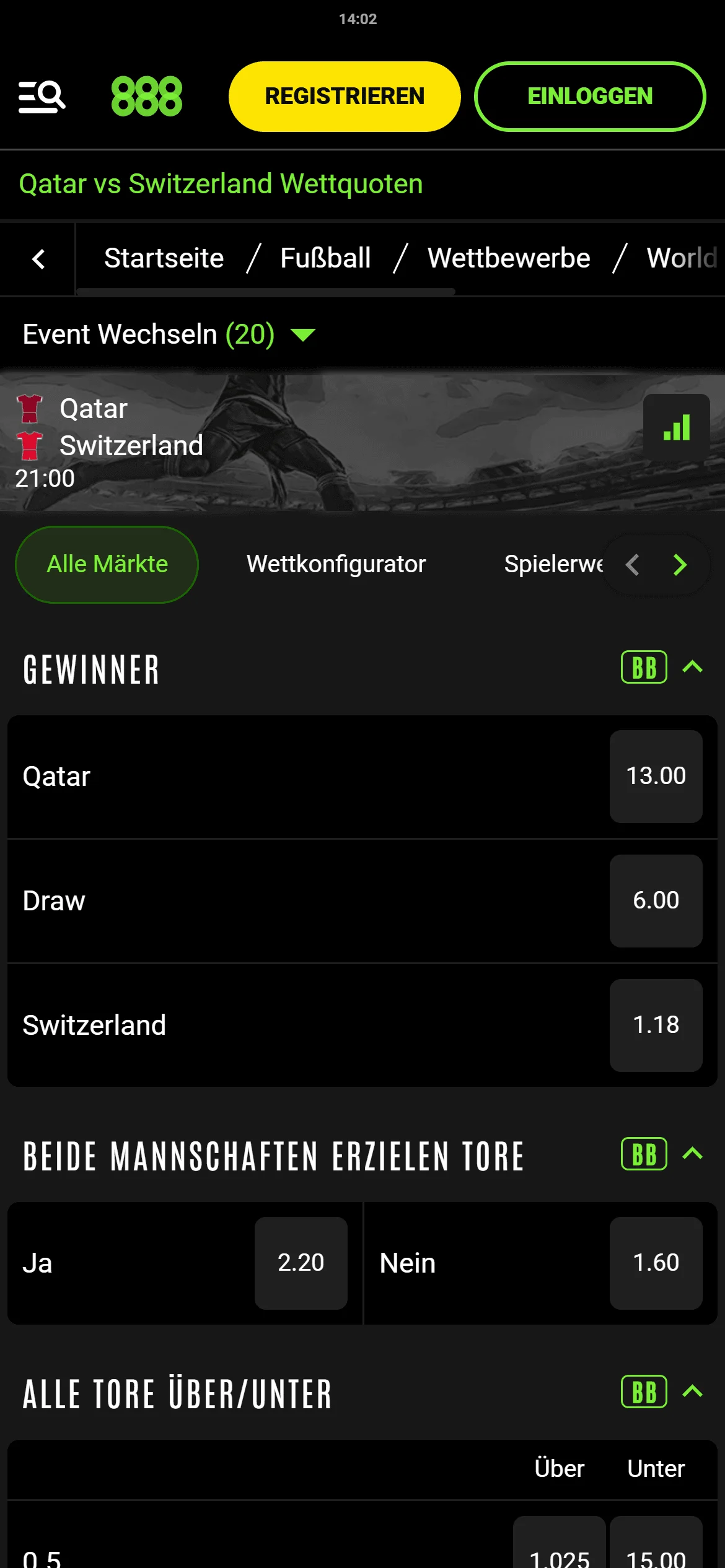 888sport Fußballwetten Spiel Handy