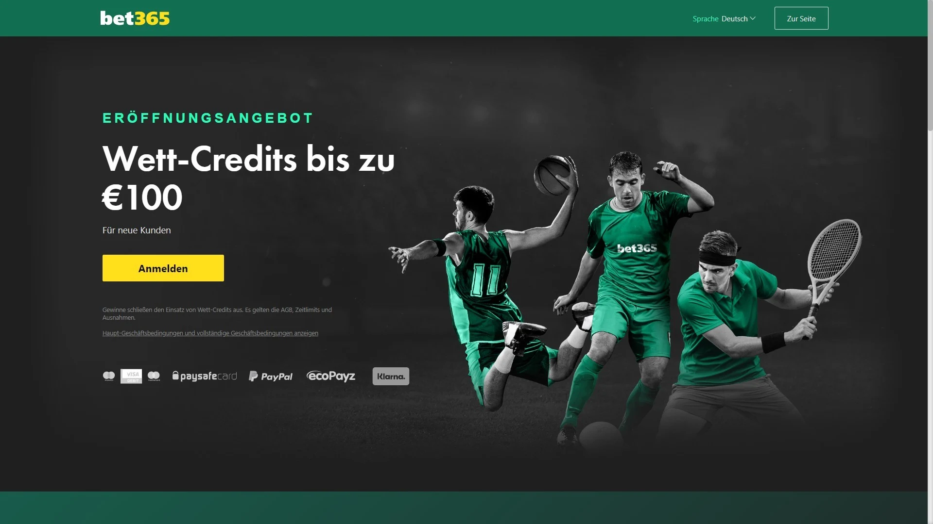 Bet365 Wettcredits Desktop