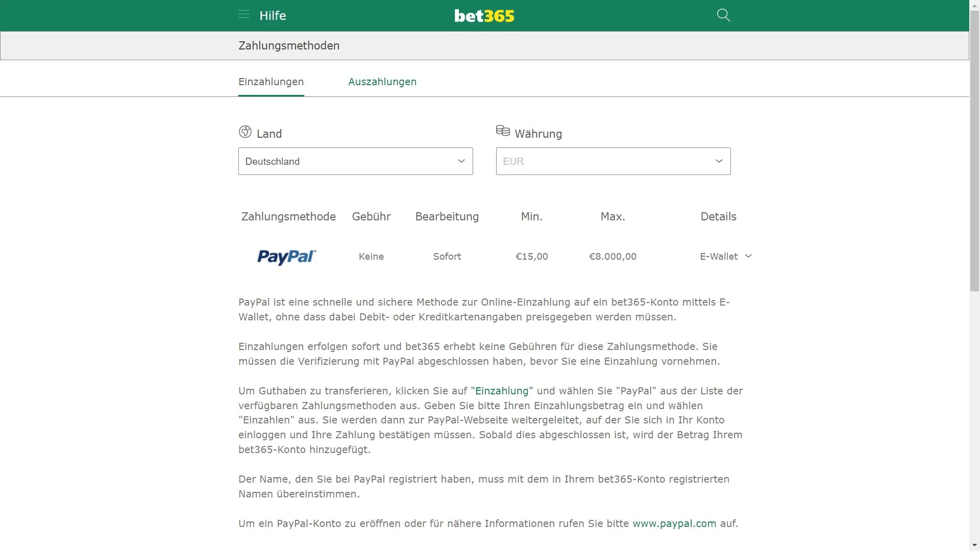 Bet365 Einzahlung Paypal Desktop