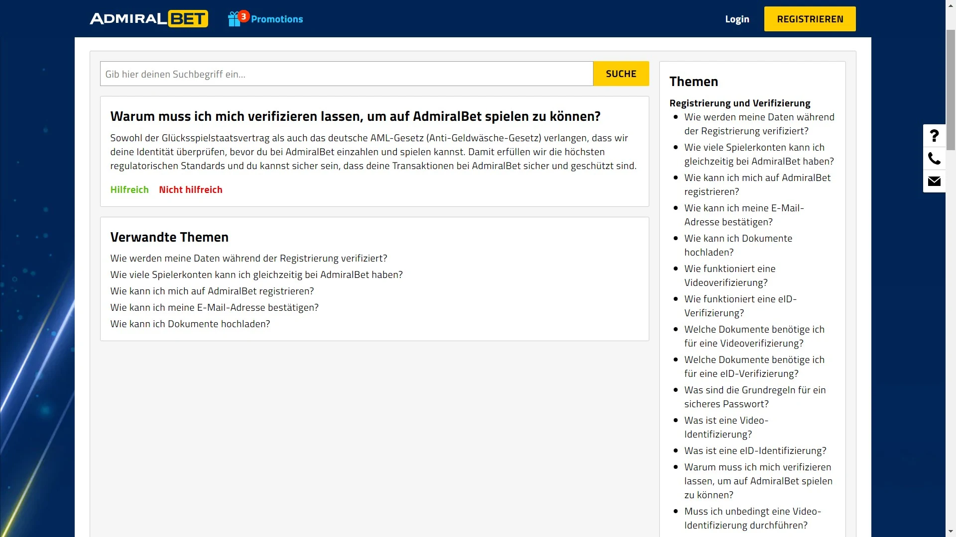 AdmiralBet Verifizieren FAQ Desktop
