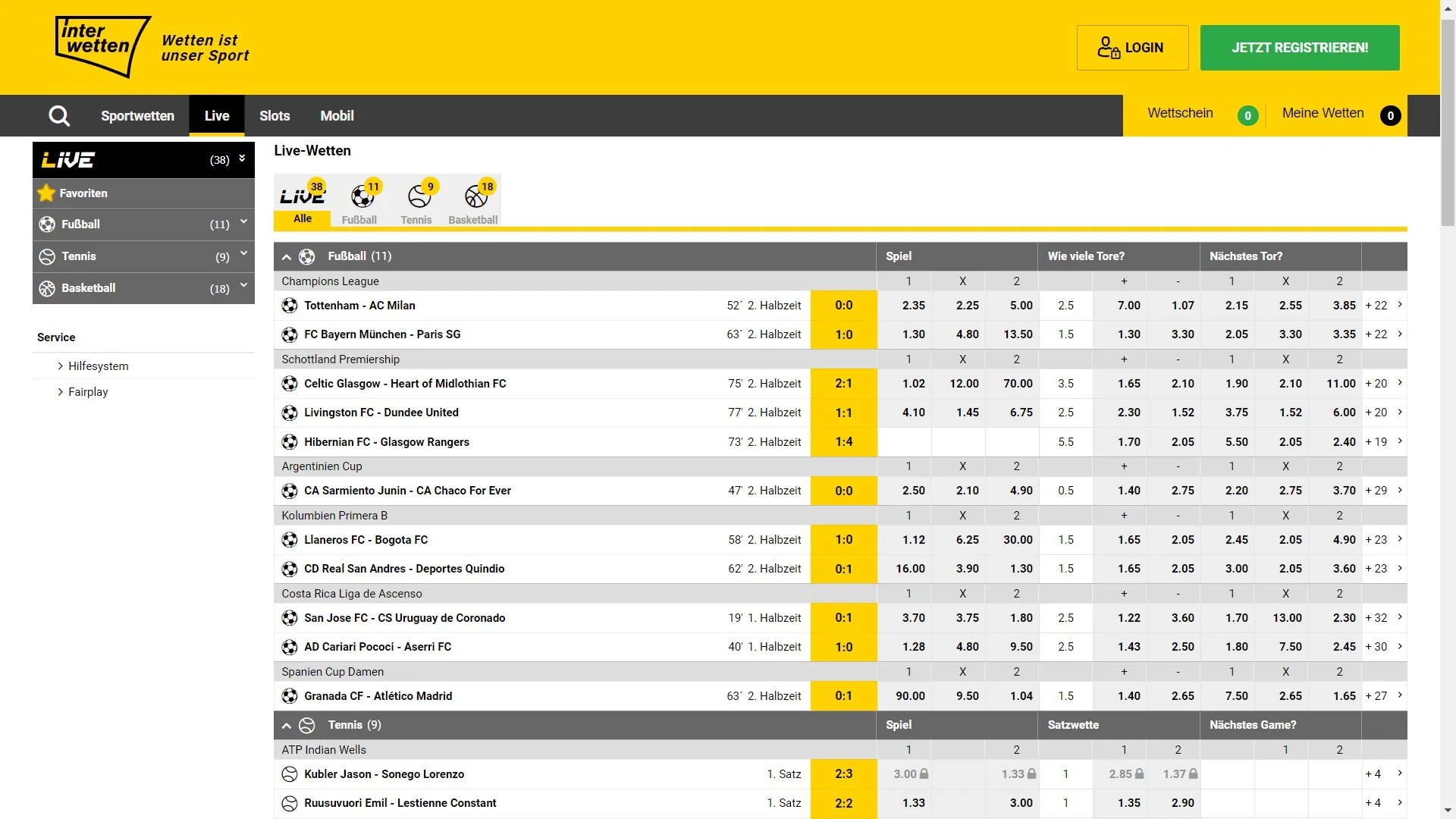 Interwetten Livewetten Desktop