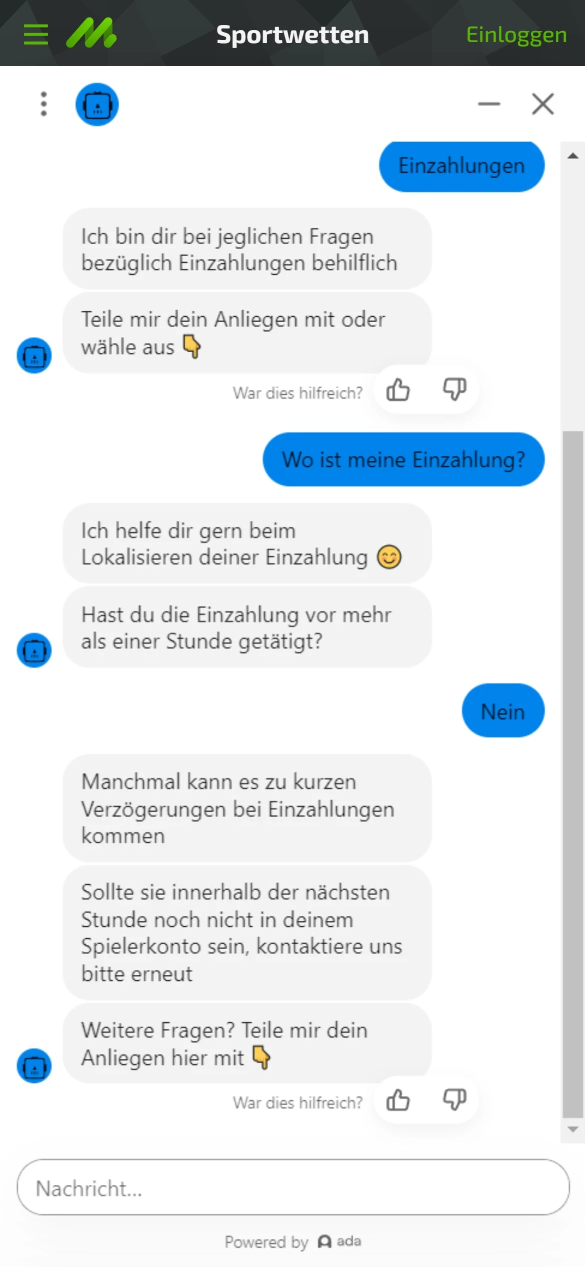 Mobilebet Einzahlung Dauer Chatbot Handy