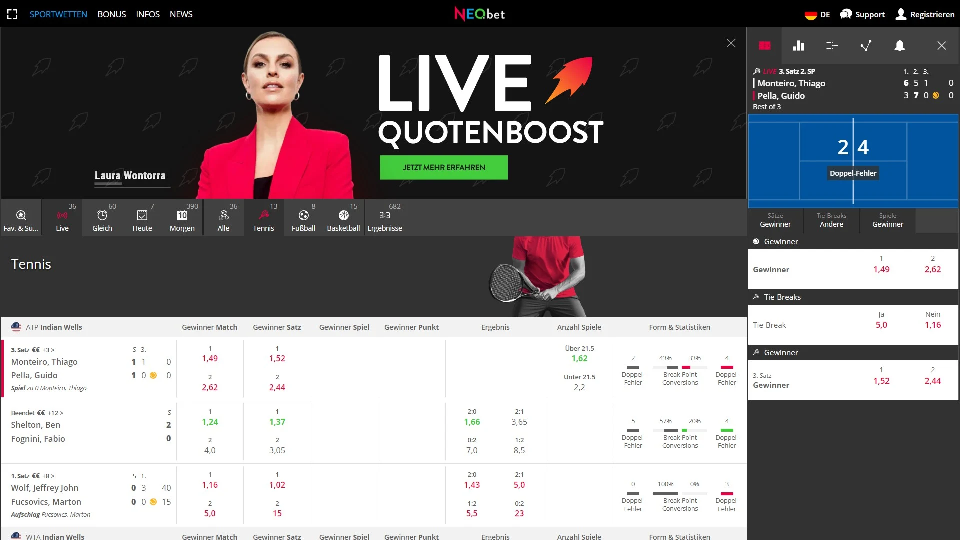 Neobet Livewetten Spiel Quotenboost Desktop