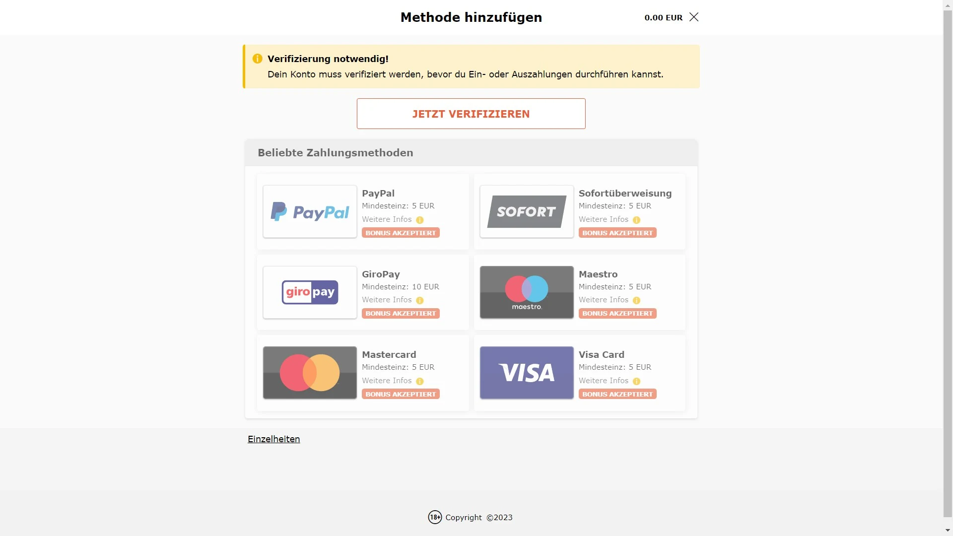 Oddset Einzahlung Verifizierung PayPal Desktop