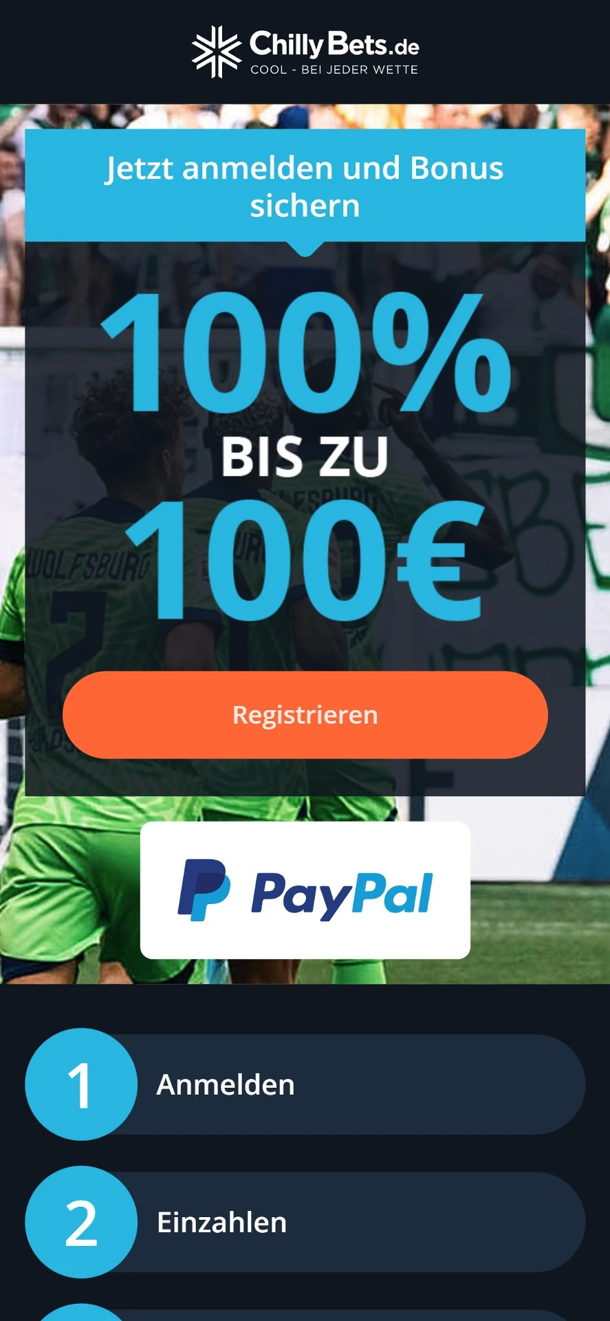 ChillyBets Landingpage Bonus PayPal Handy