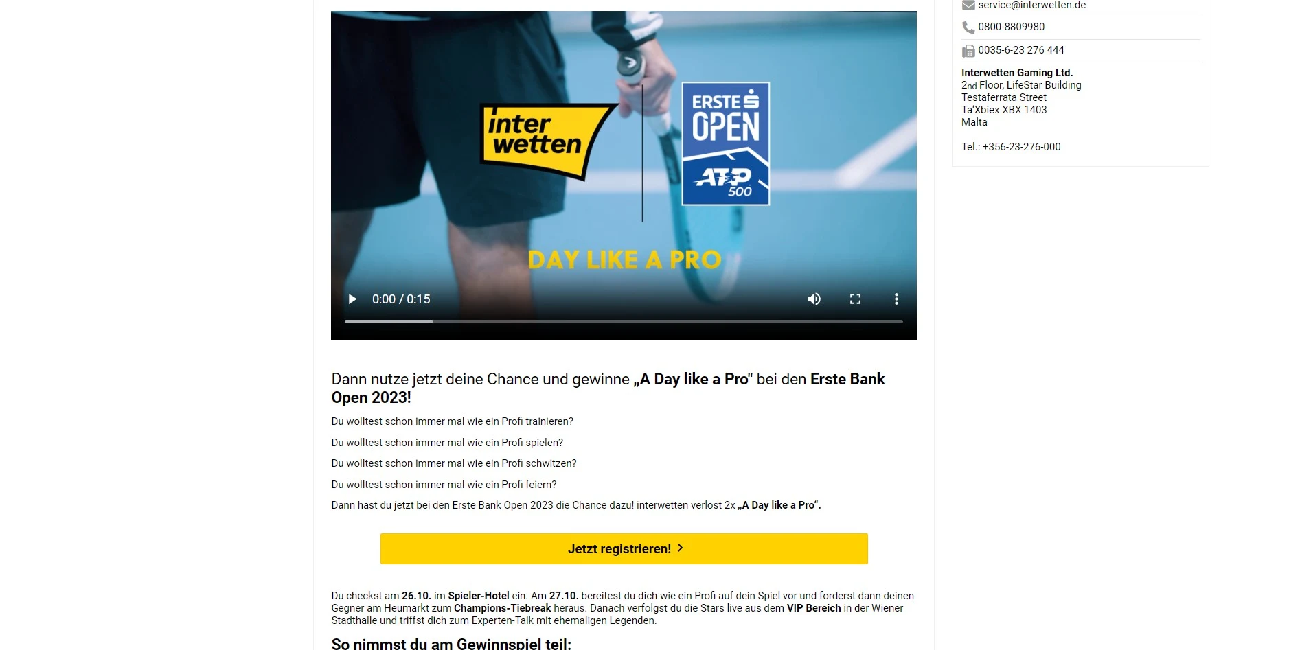 Interwetten A Day like a Pro Interwetten A Day like a Pro