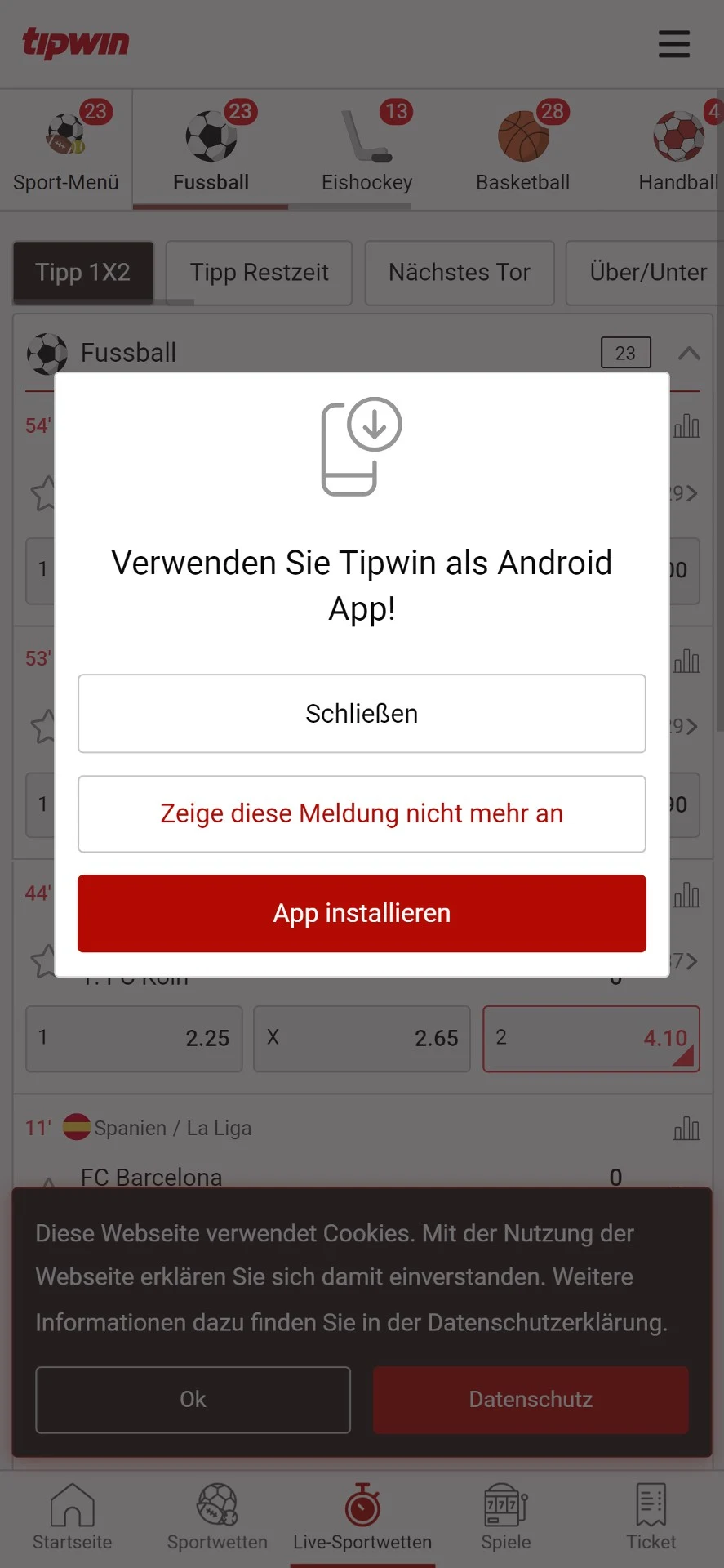 Tipwin Startseite App Download Handy