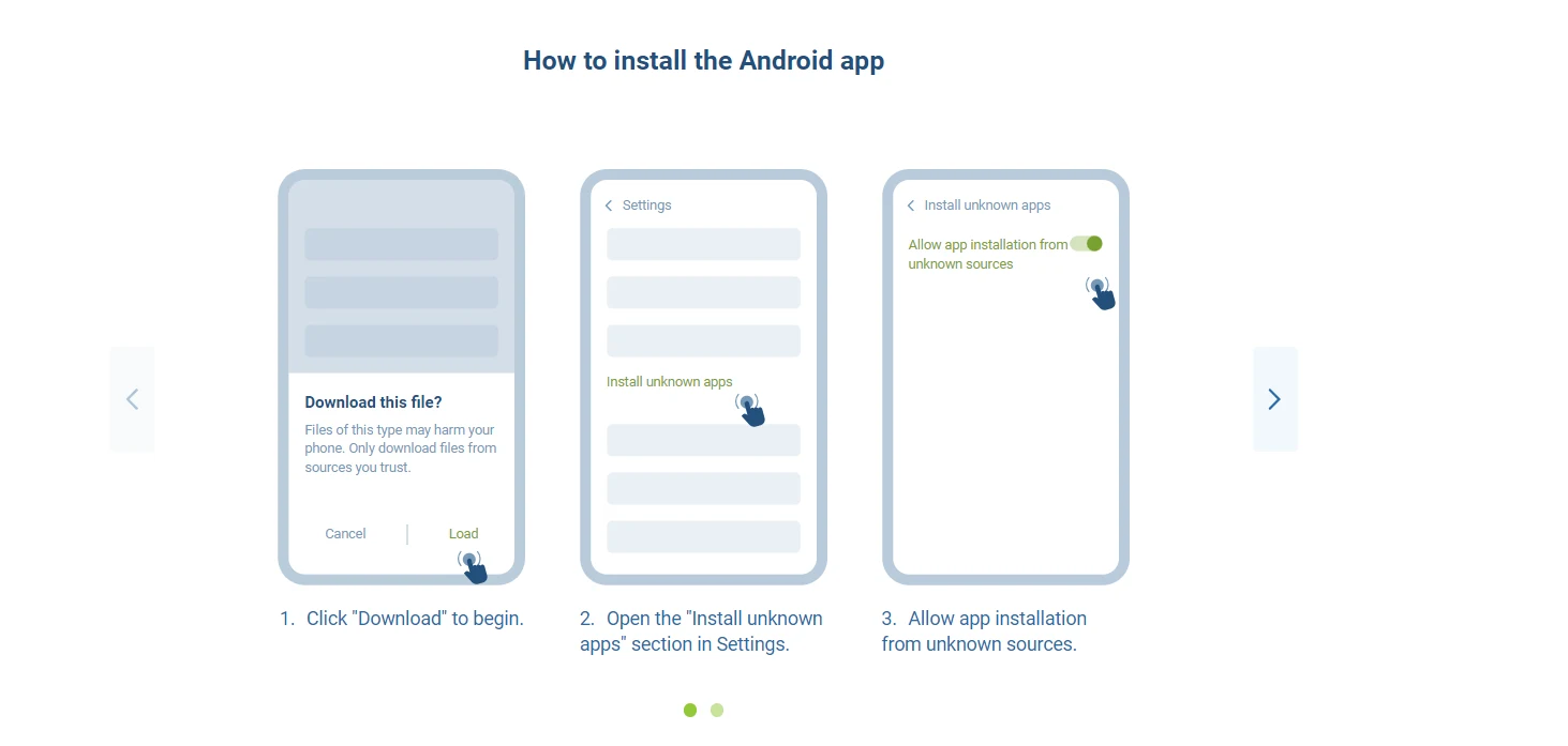 screenshot of 1xBet apk download instructions