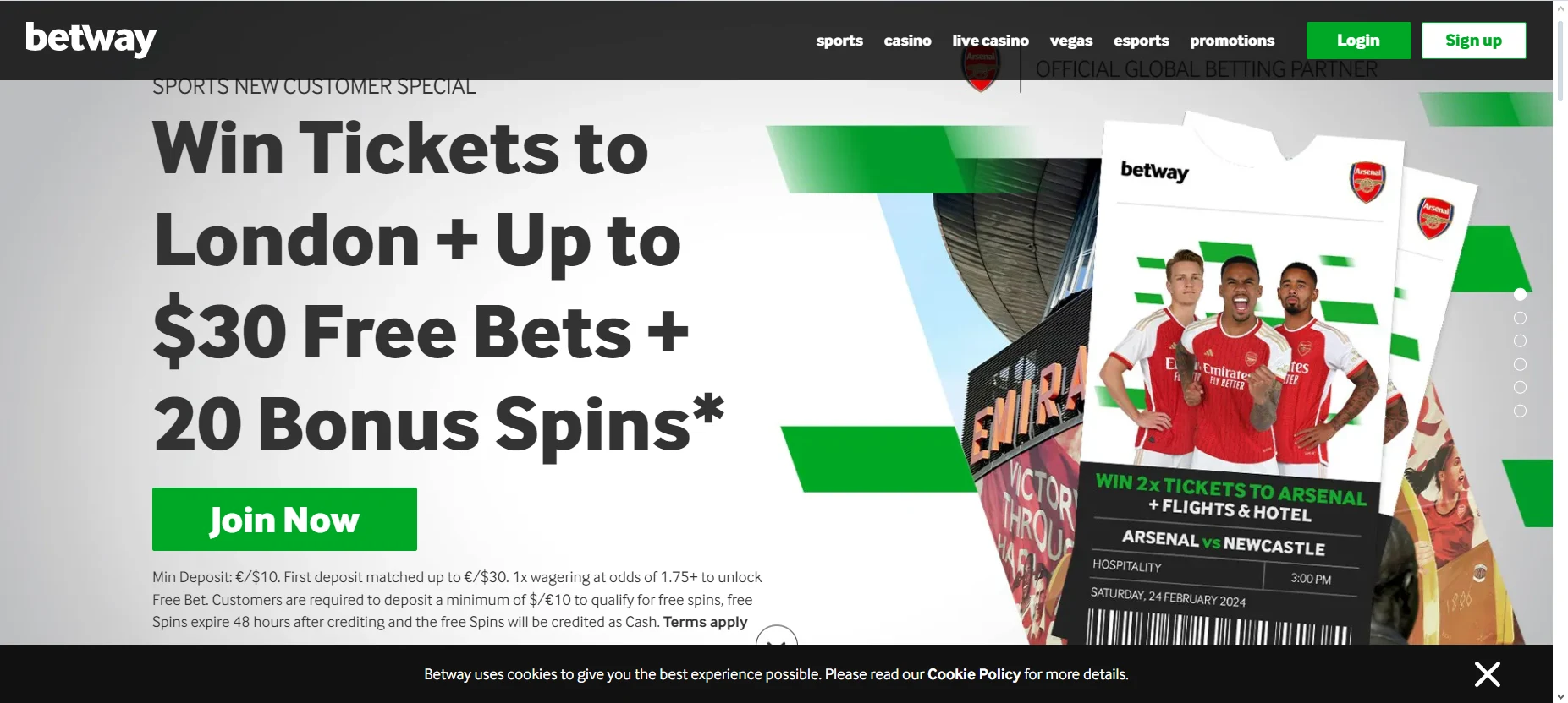 Betway homepage