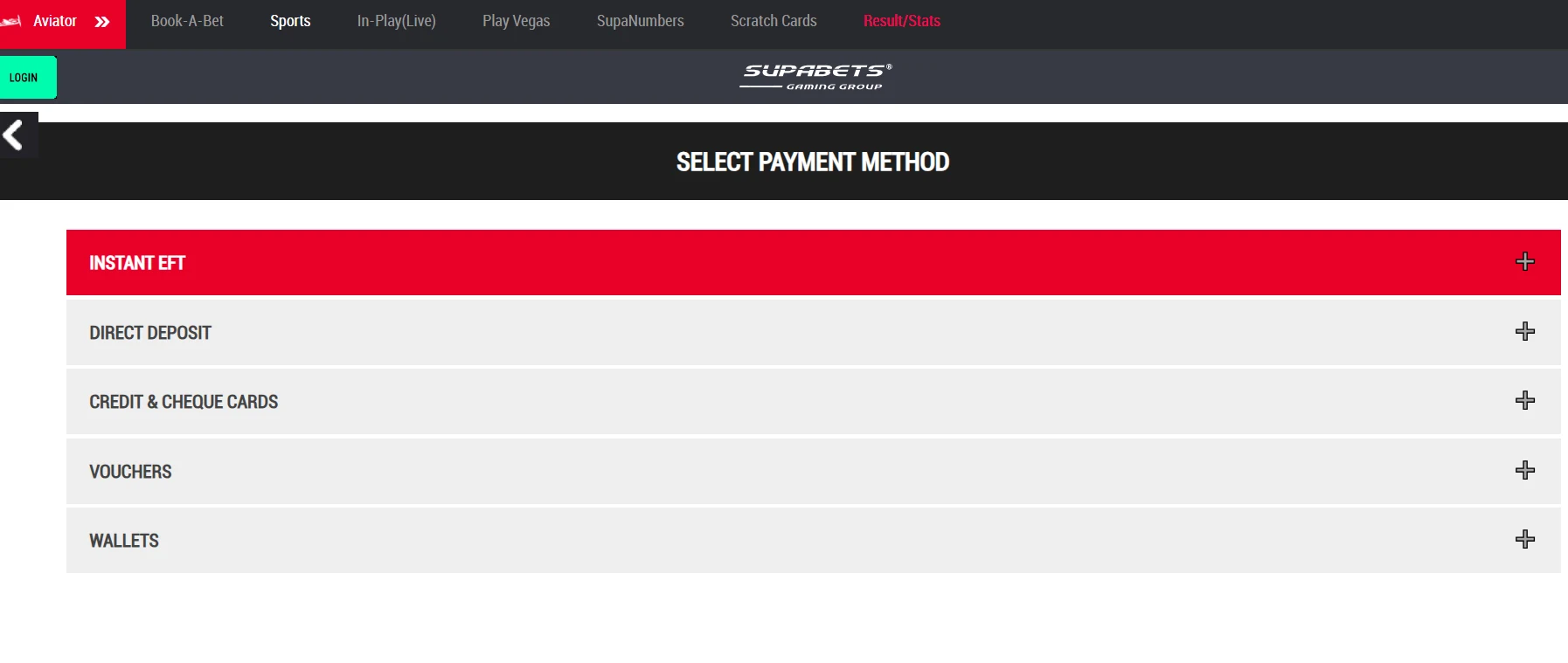 Supabets payment options