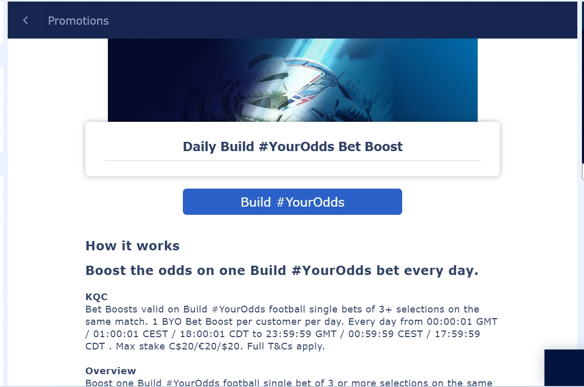 William Hill daily build your odds boost