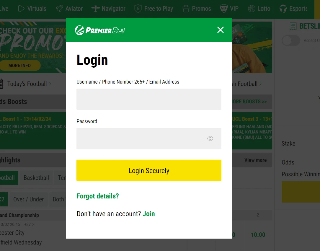 premierbet login