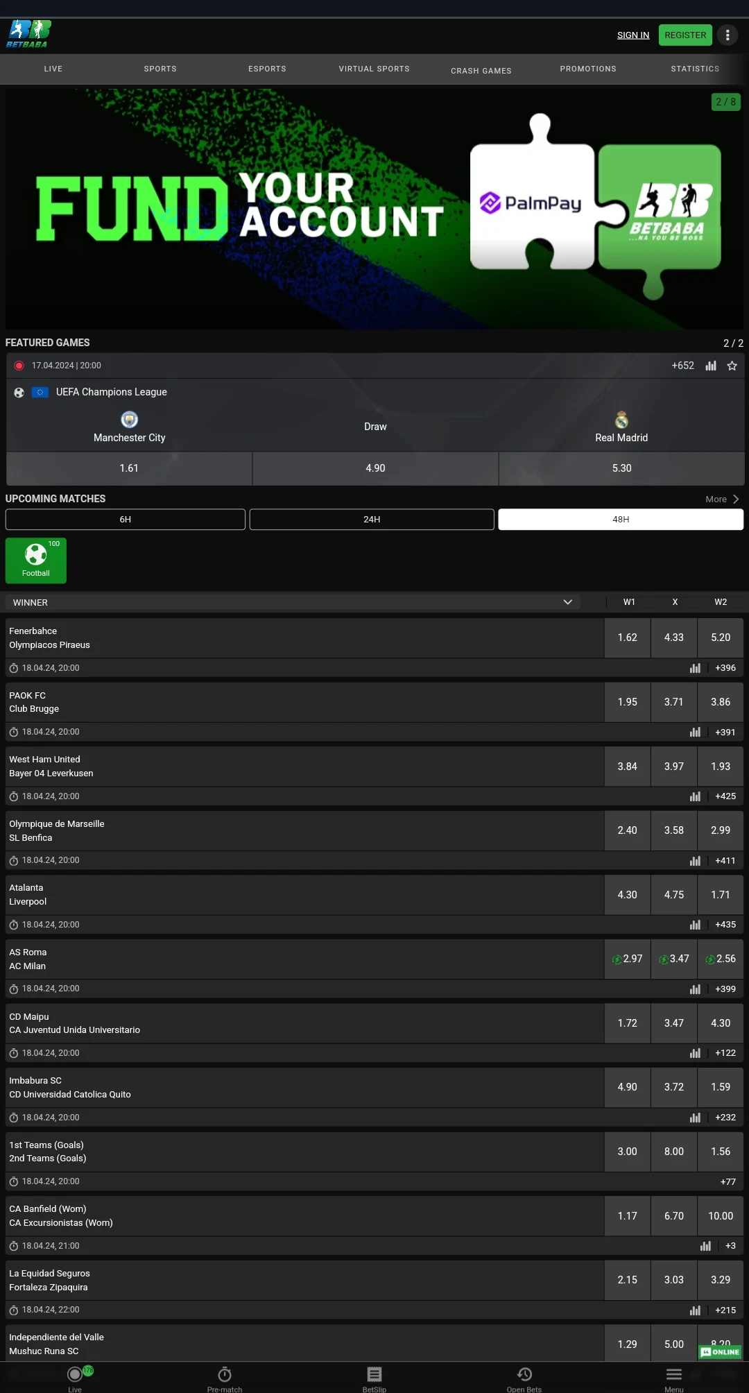 football betting on betbaba mobile