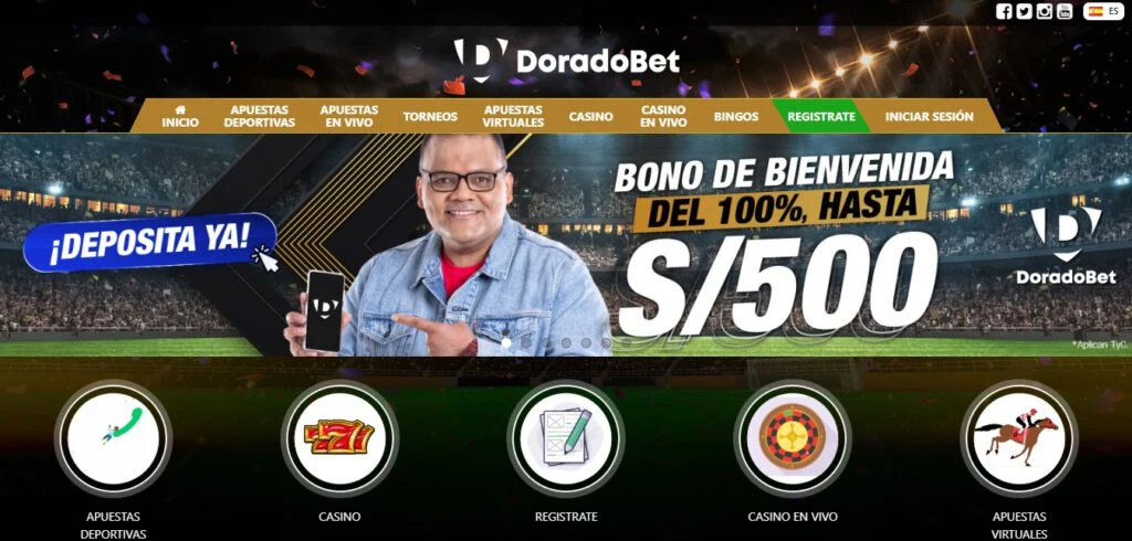 Bono 100% del depósito inicial en Doradobet