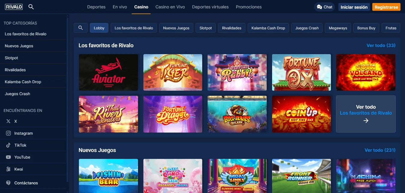 Juegos de casino de Rivalo