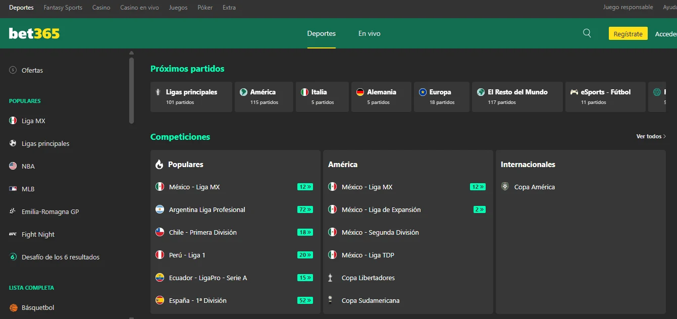 Mercados de apuestas bet365