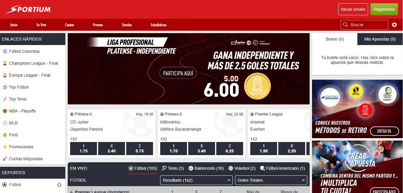 Página principal - Sportium