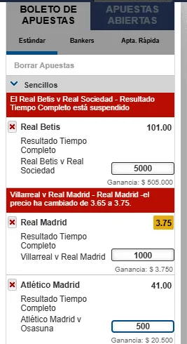 Boleta de apuestas - Wplay