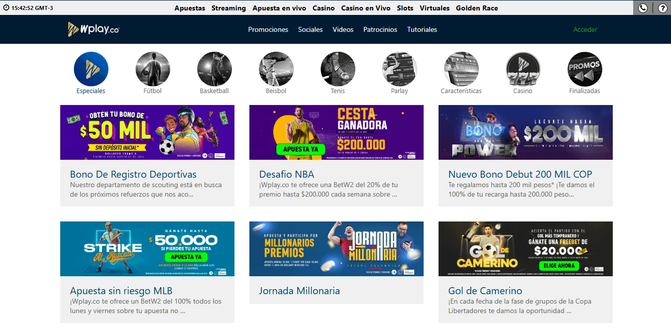 Promociones de Wplay