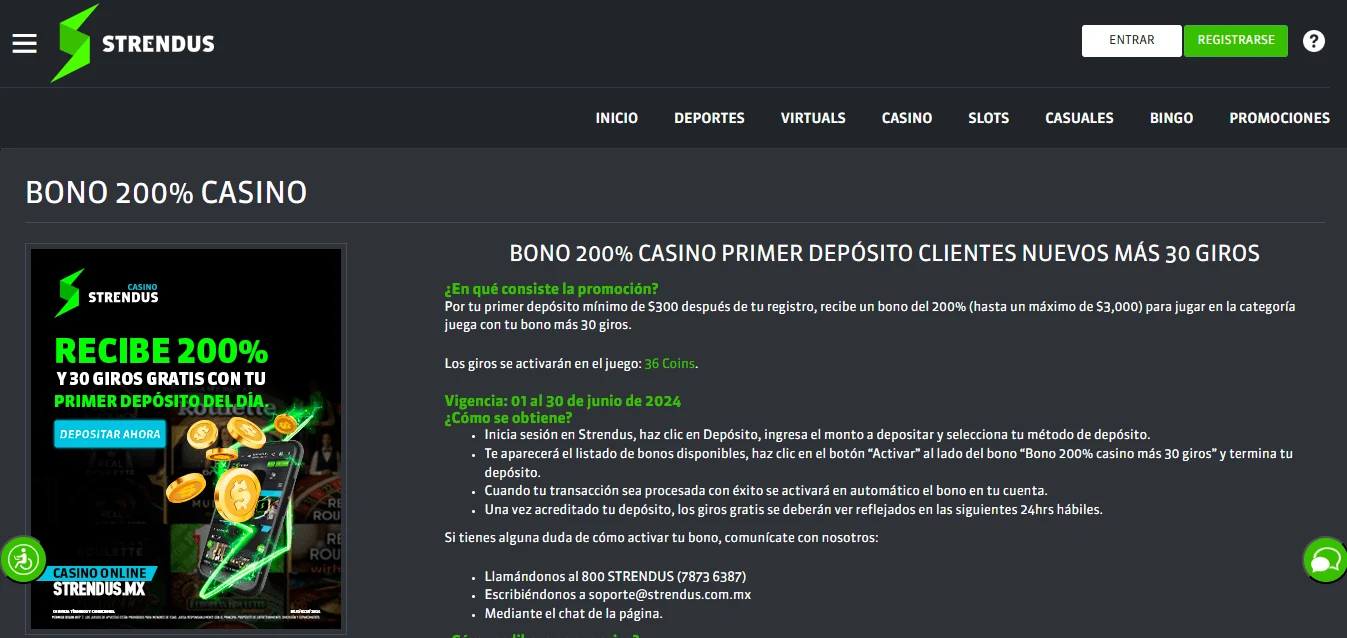 Bono de casino en Strendus