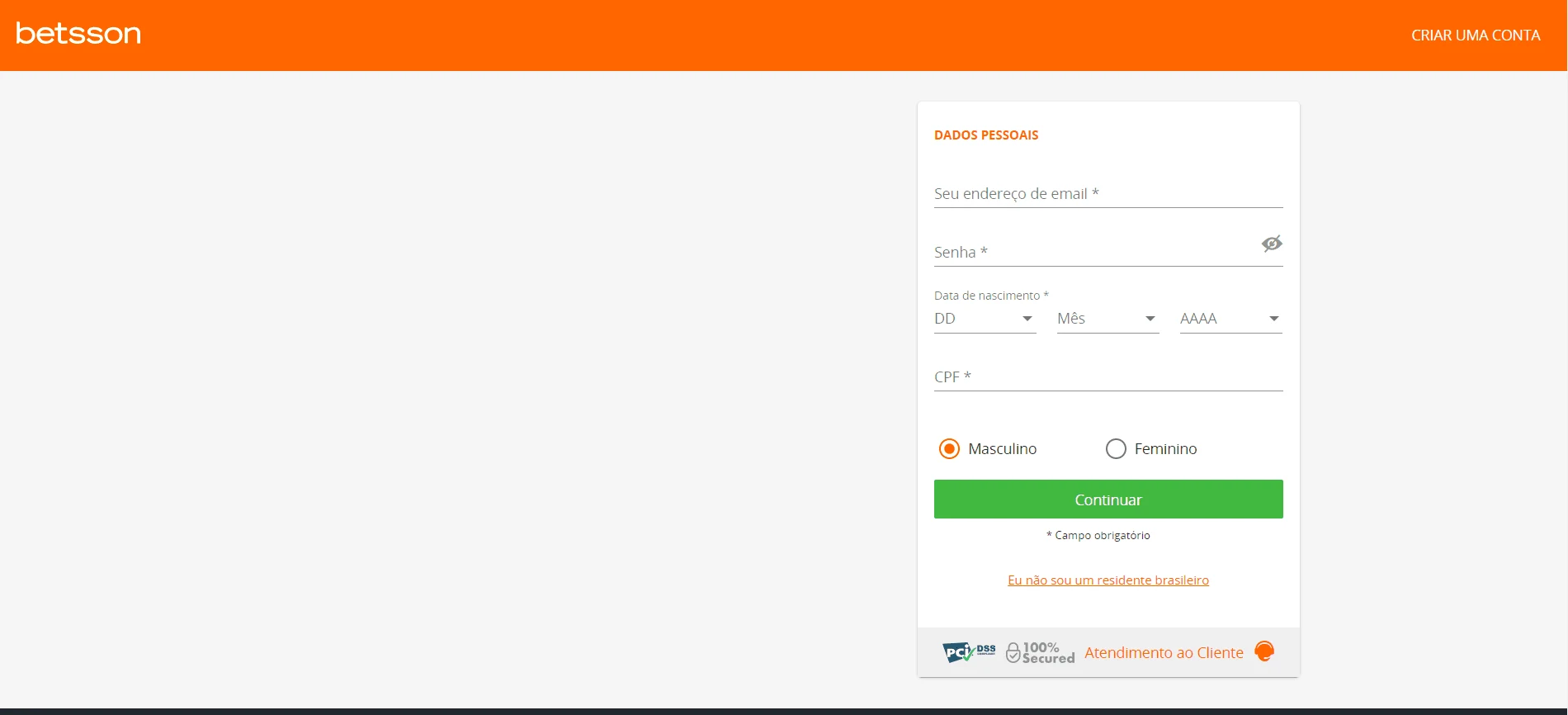 Betsson cadastro