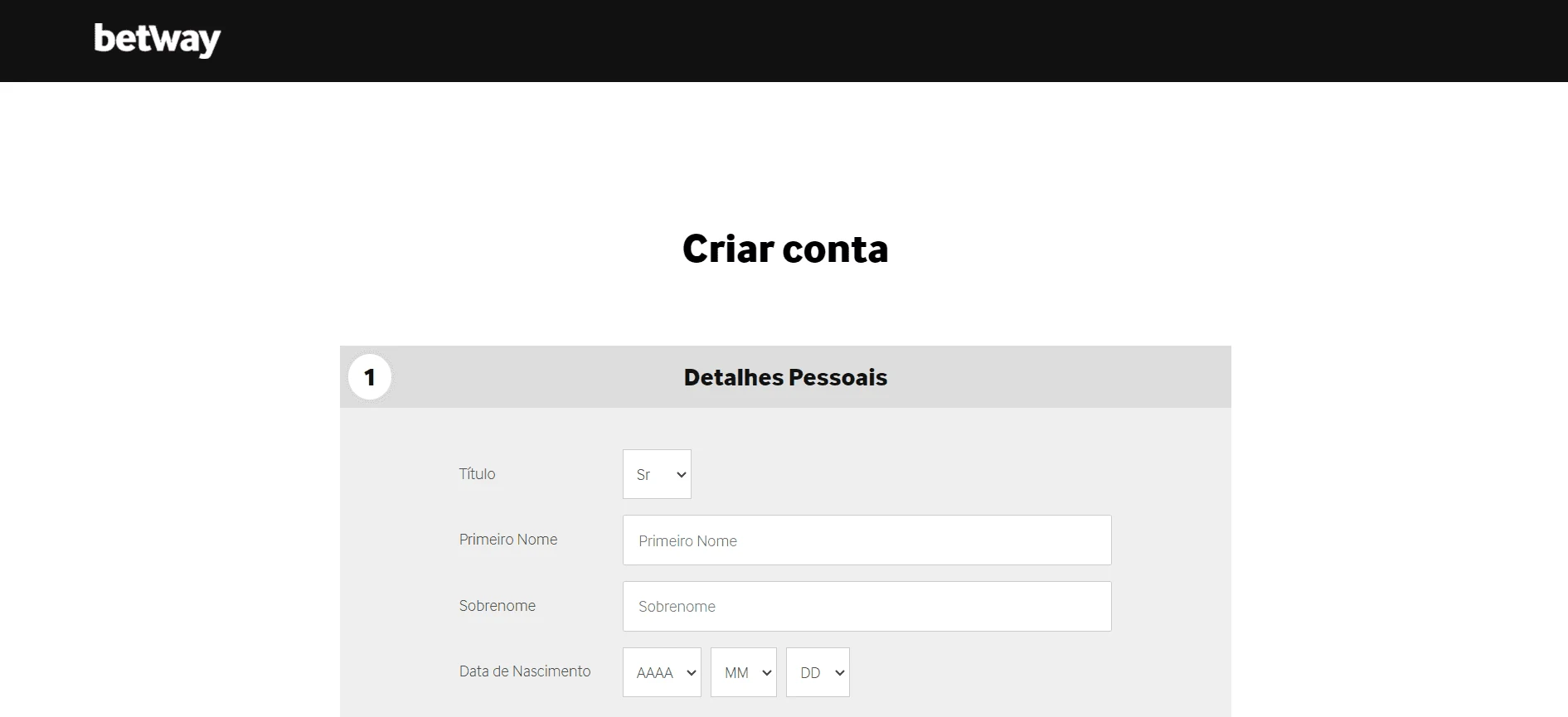 Cadastro na Betway