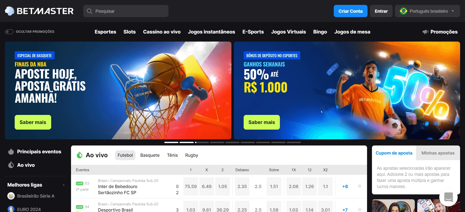 Site da Betmaster Brasil