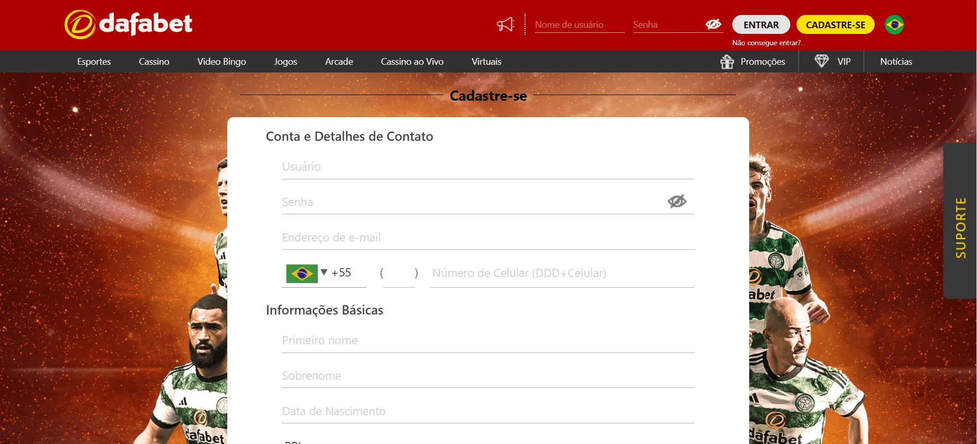 Cadastro na Dafabet