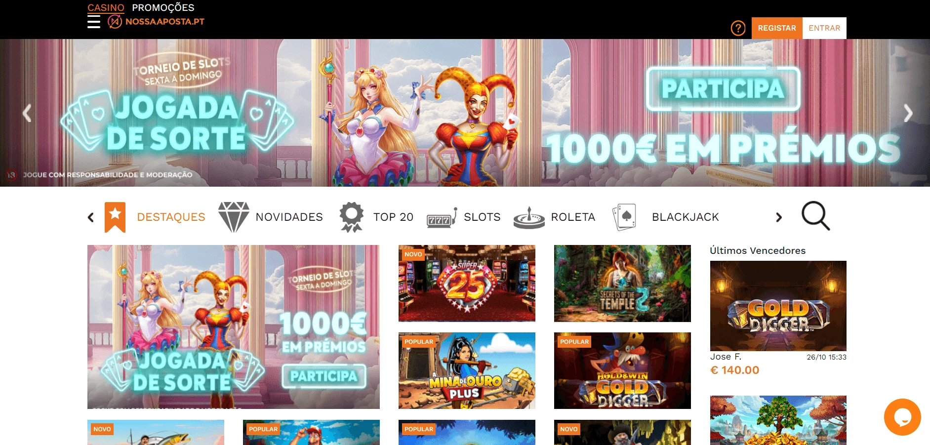 Nossa Aposta Portugal Homepage