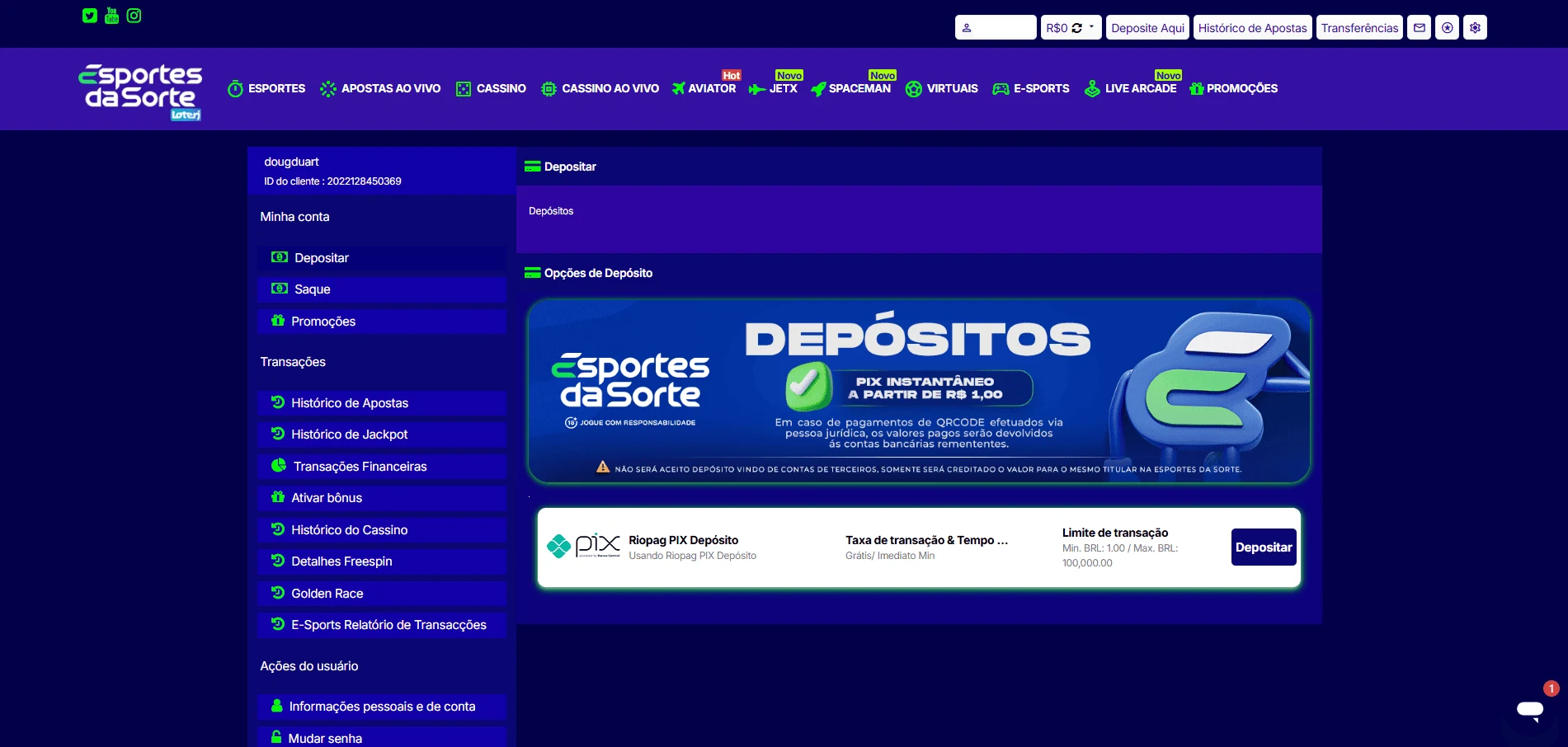 Pix na Esportes da Sorte